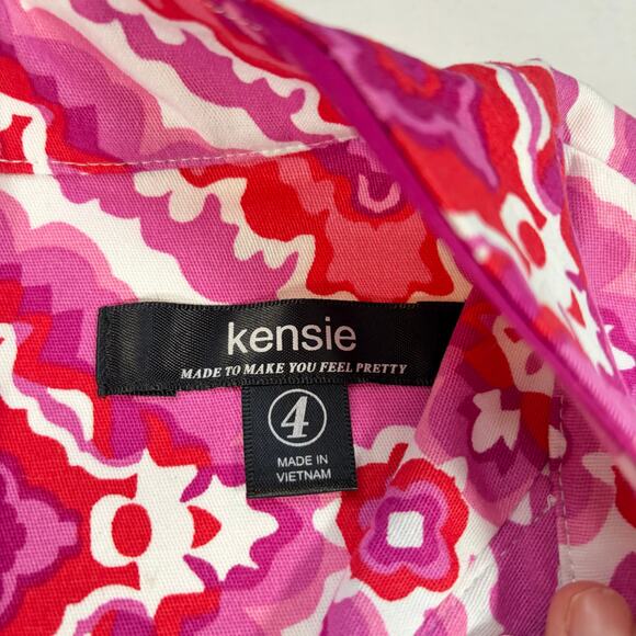 NWT Kensie womens pink white shift dress knee length 60s 70s vibes. Size 4 - Picture 5 of 8